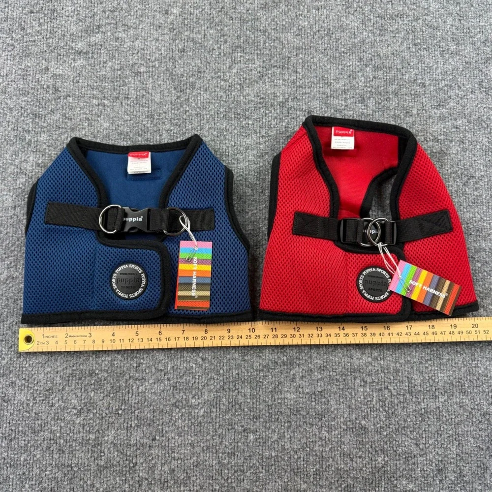 Puppia Soft Vest Harness B XL Red Navy Blue Bundle 2-Pack Mesh Dog Harness NEW